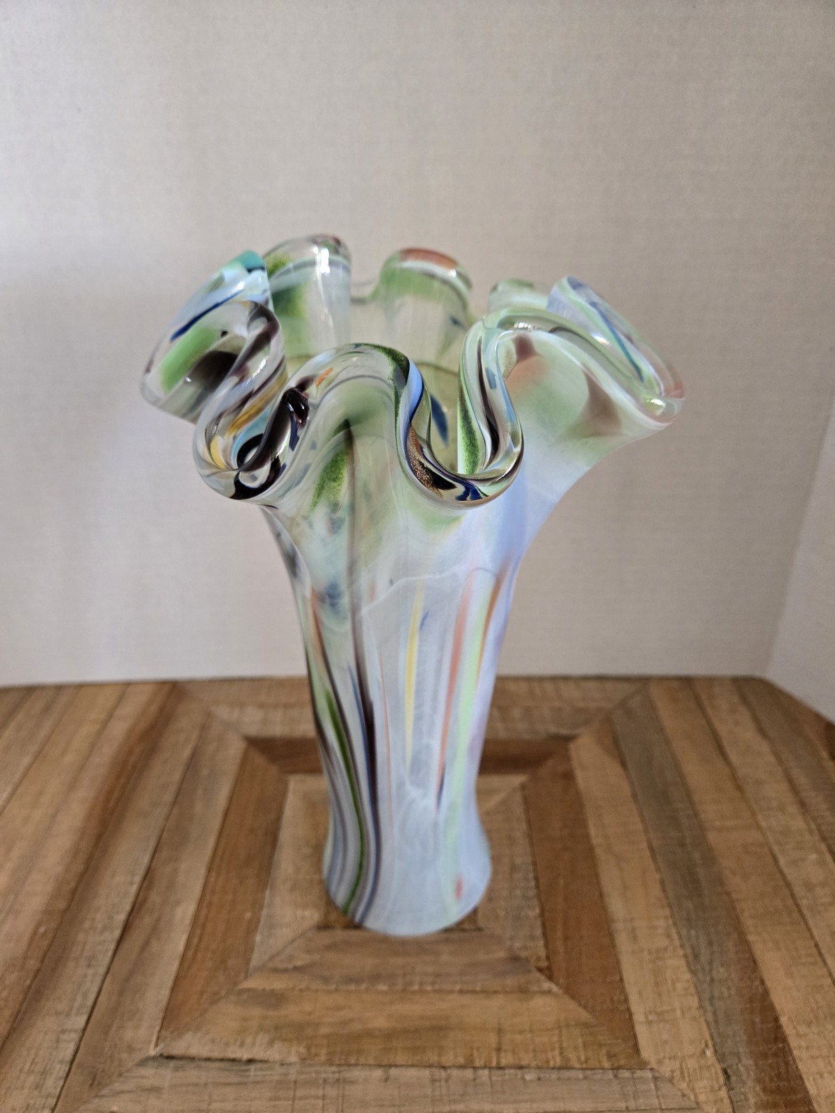 Murano TAMMARO HOME Art Glass Inside Out Vase Multi-Color Hand Blown 10 1/4”