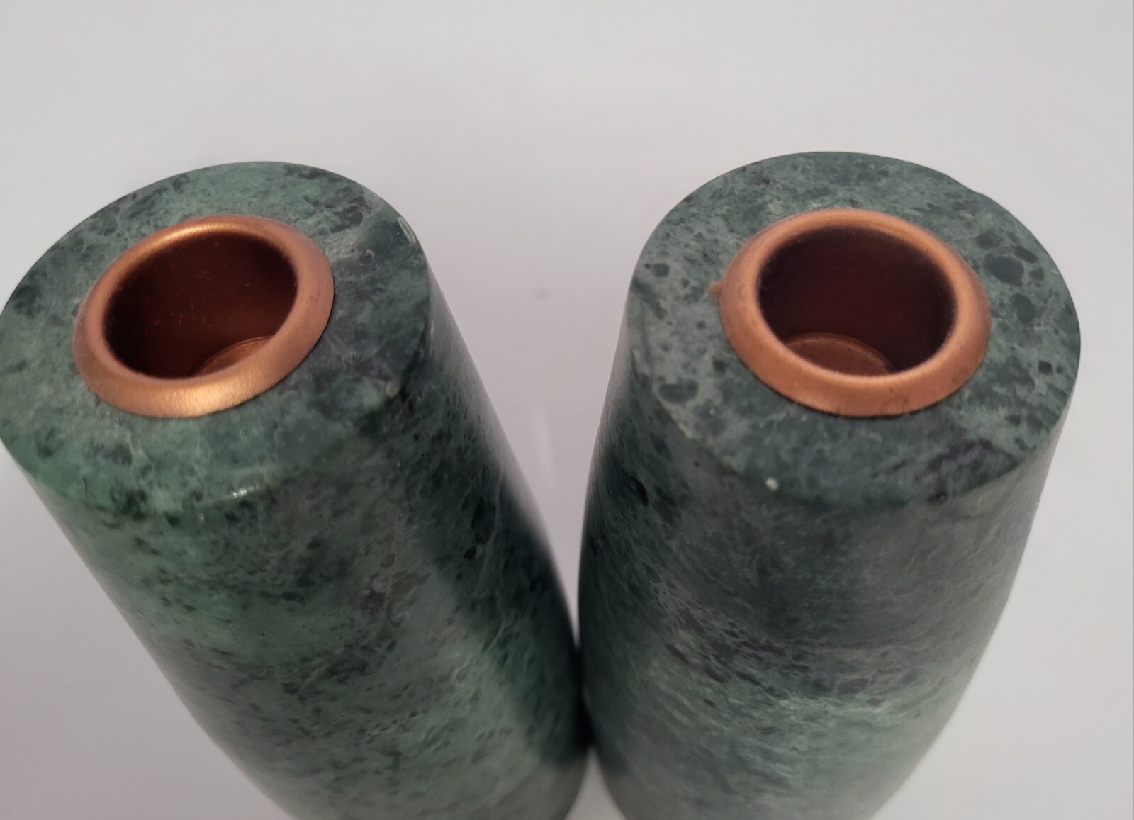 Pair Tall Solid Marble Green Taper Candle Holders Discontinued Threshold 7″