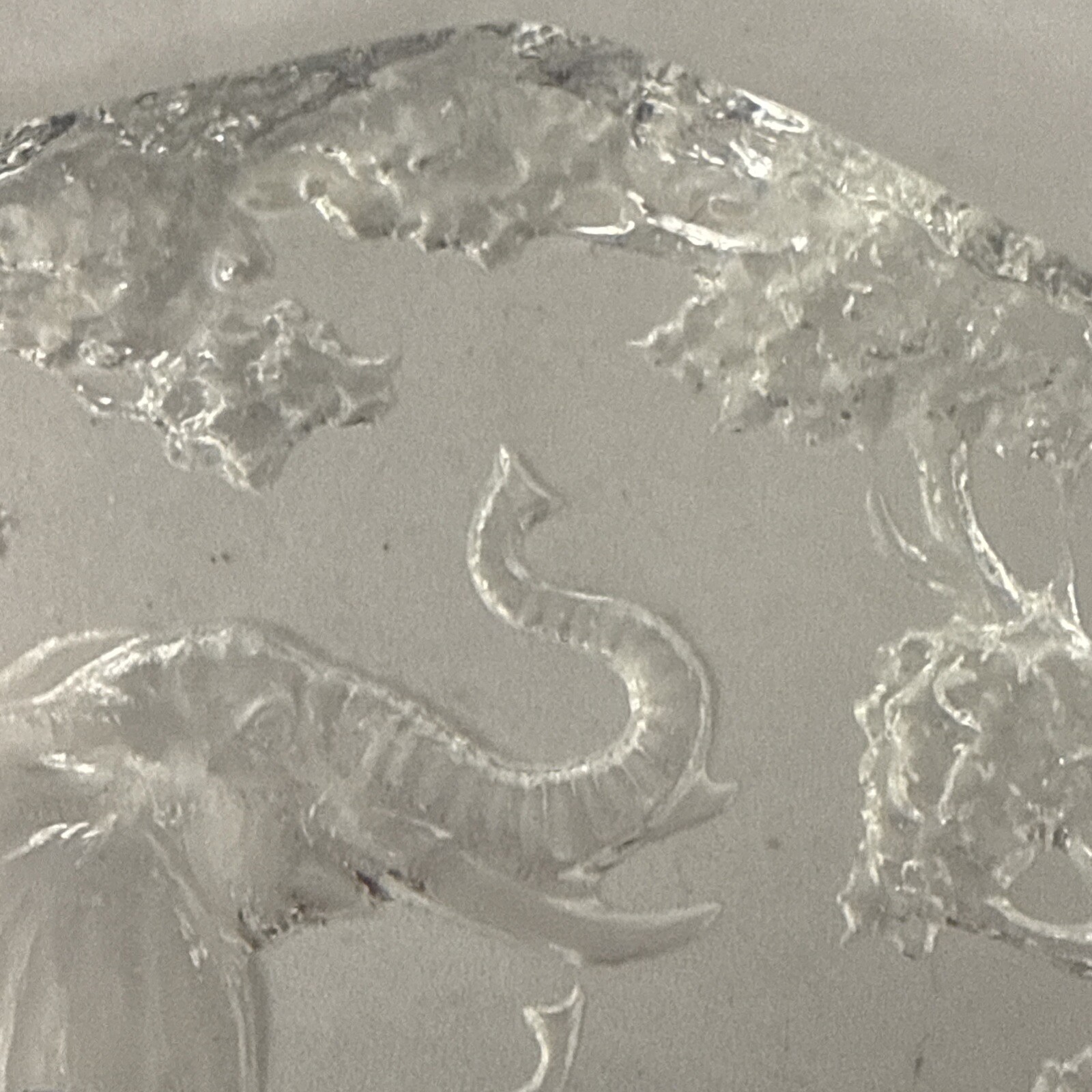 Clear Etched Art Glass Elephant Trunk Up Paper Weight 2.3lbs 5 7/8”x 4 7/8”x1”