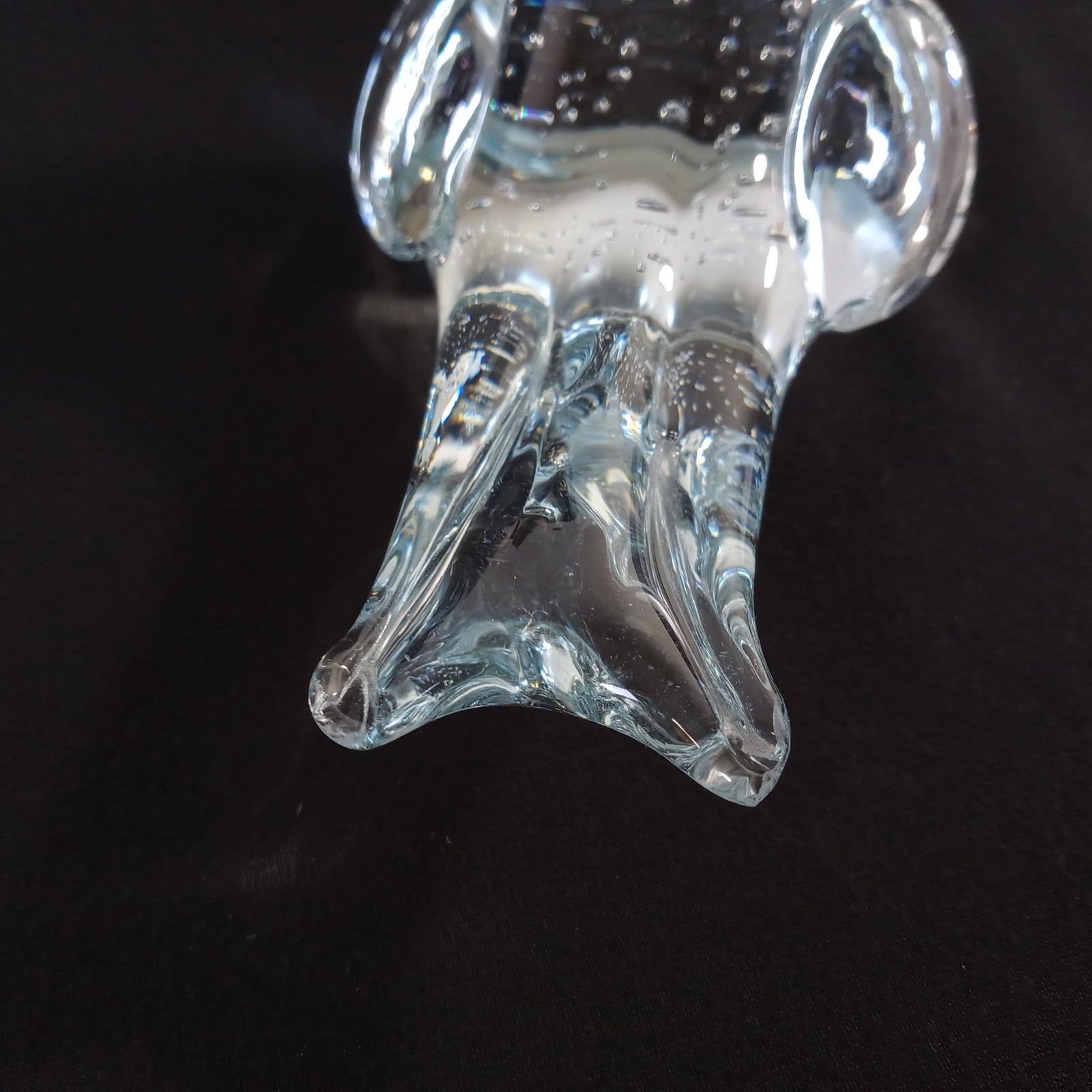 Clear Art Glass Bird Paperweight Figurine 5″ Long Controlled Bubbles 1 Pound