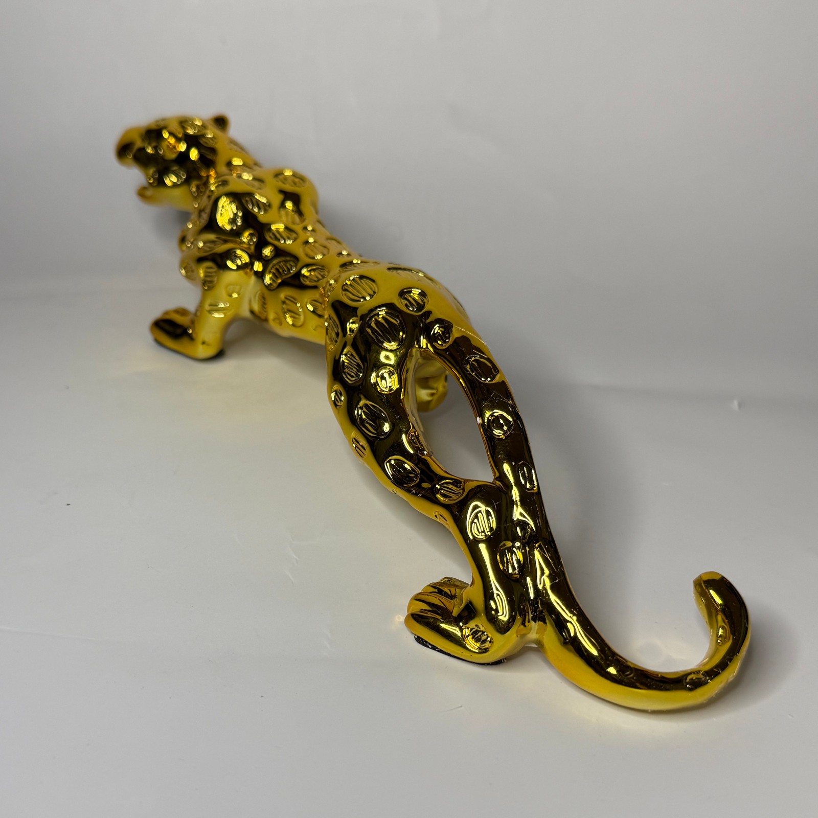 Gold Running Jaguar Panther Figurine – 10 Inch Decorative Statue