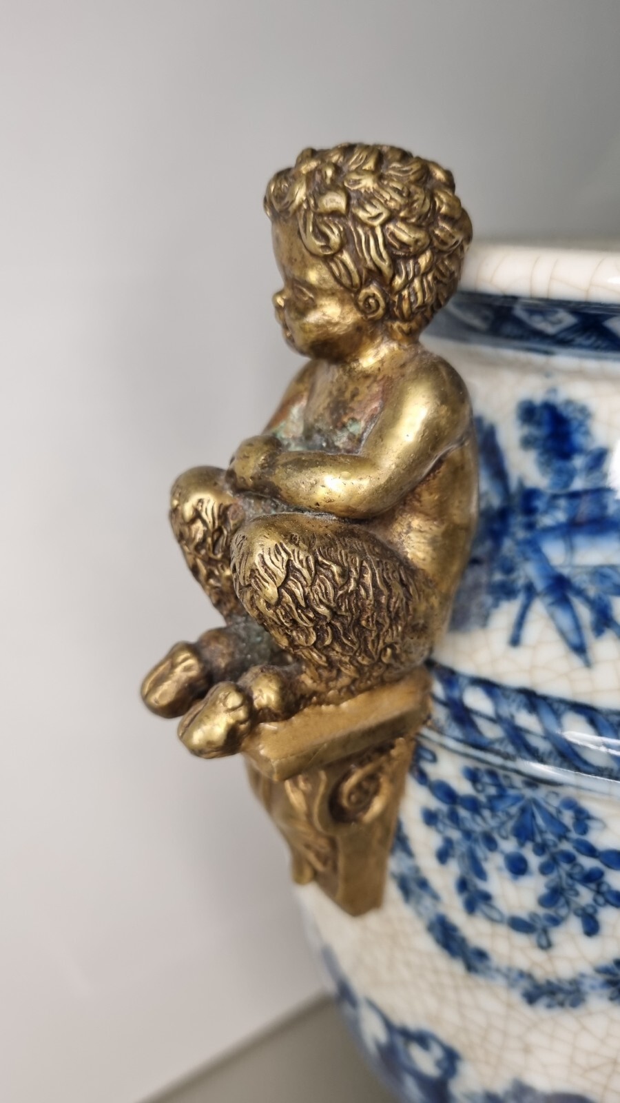 Wilson Porcelain. Gilt Mantel Vase Bronze Satyr.
