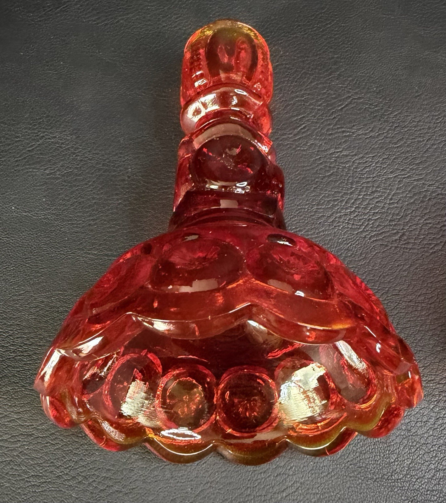 Vintage LE Smith Moon & Stars Candlesticks Amberina Flame Ruby Red Glass