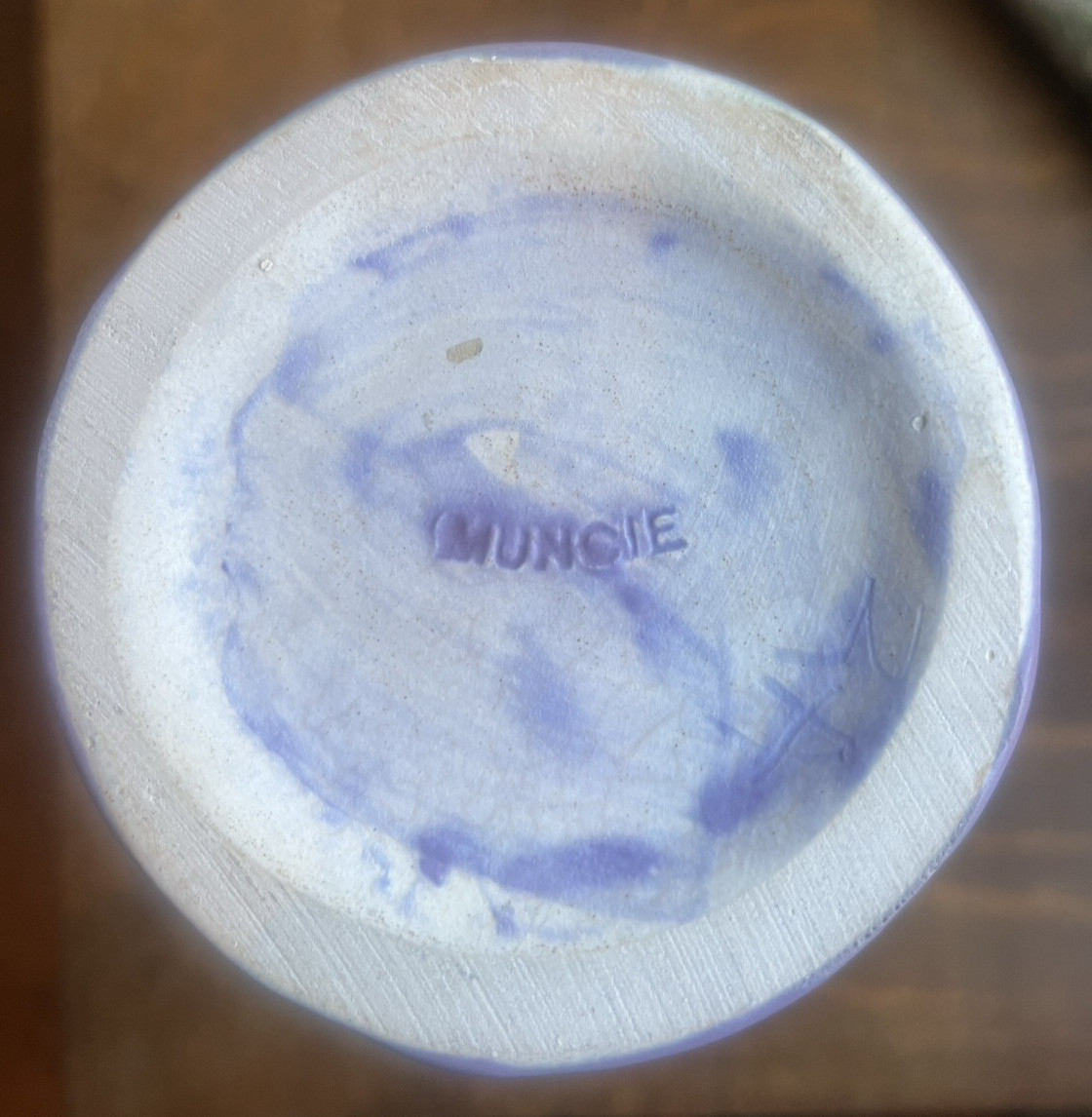 MUNCIE POTTERY (IN 1919-39) 11-1/4-INCH VASE – MATTE GREEN OVER LILAC GLAZE