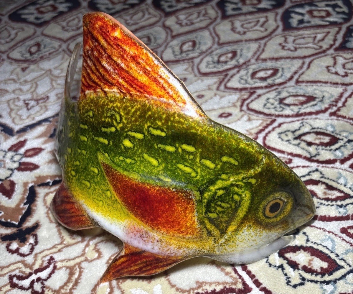 FUSED GLASS Curved Fish Kiln Art Mackerel Figurine! Multicolor