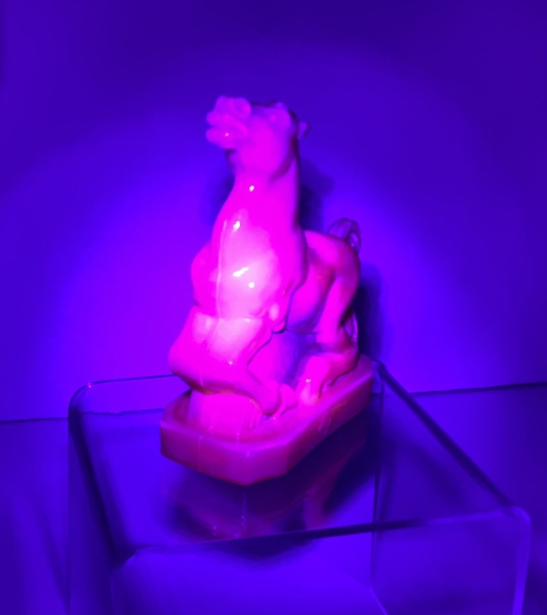 Vintage Boyd Joey The Horse Art Glass Figurine Yellow Slag Cadmium Glows 3.5″