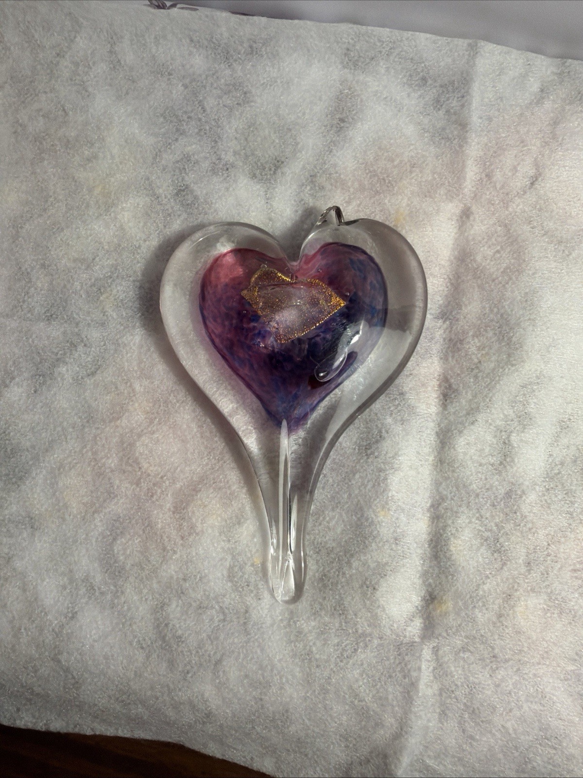 Luke Adams Studio Art Glass Heart Ornament Hand Blown Glass Signed