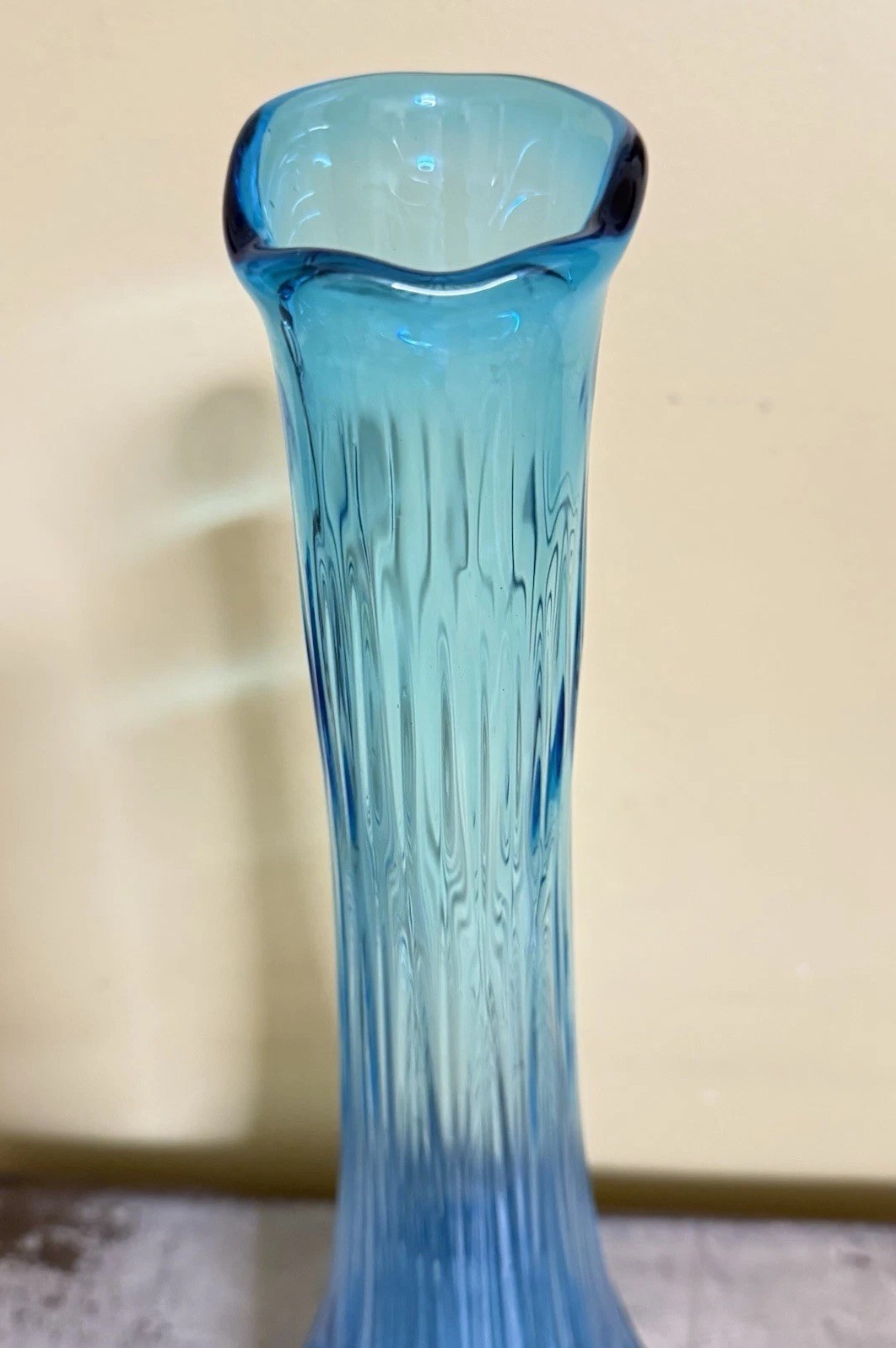 Vintage MCM LE Smith Solitaire Swung Vase In Blue 15 Inch Stunning