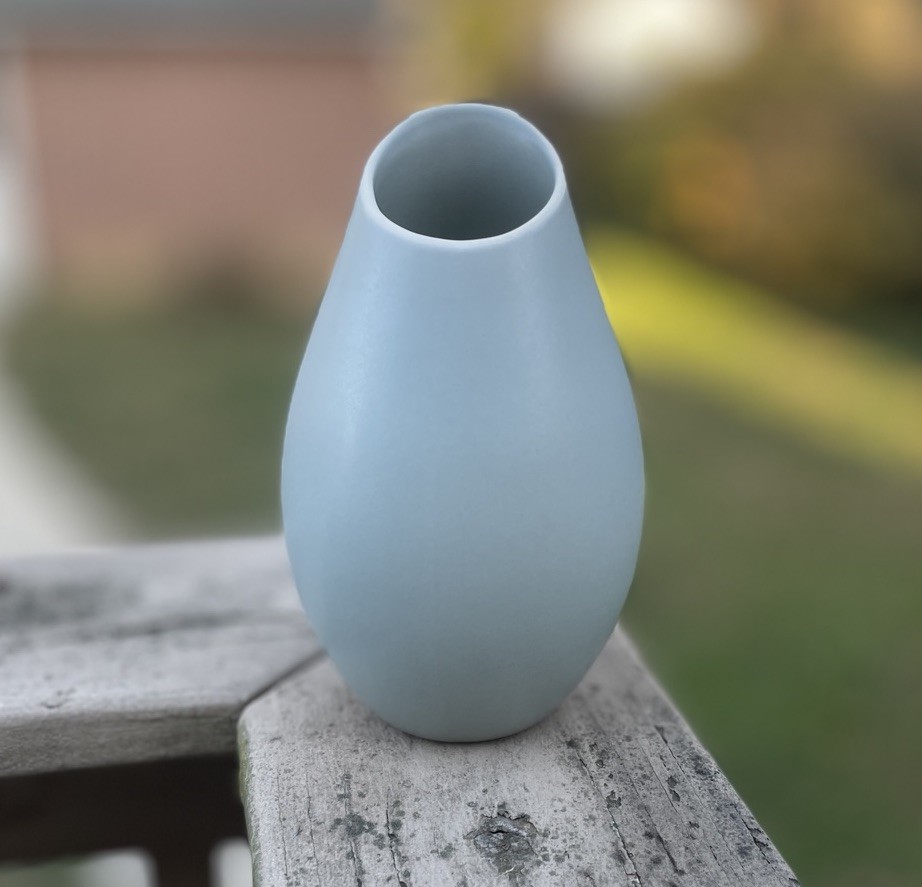 VTG Jaliang Teardrop Vase 7.5″ Pale Robins Egg Blue Asian Mid Century Modern MCM