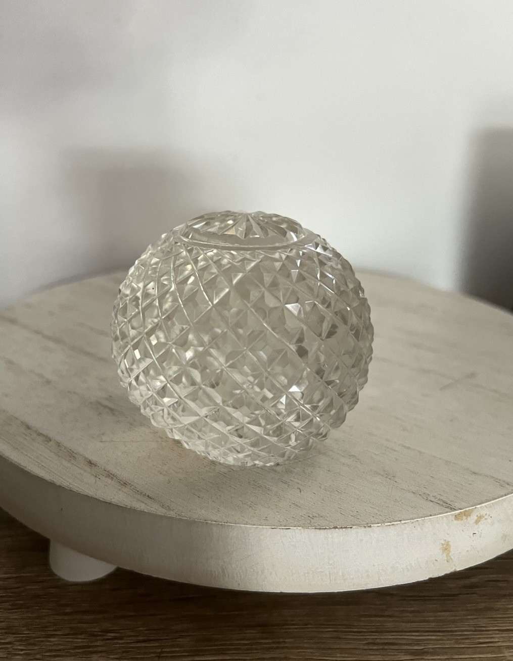 Vintage Cut Crystal Ball Sphere Clear Round Ball Paperweight 3”
