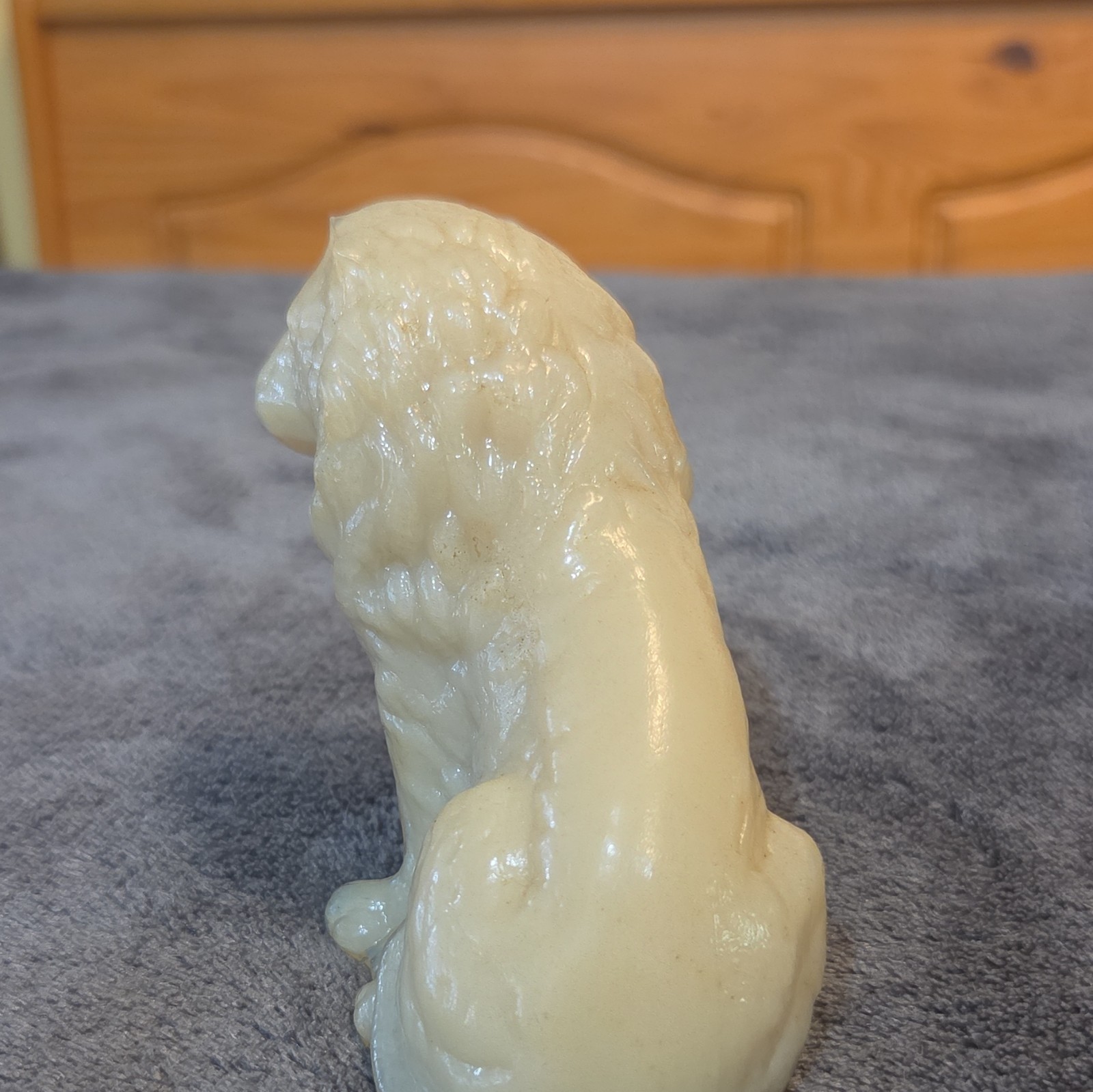 Ivory Lion Figurine Glossy Finish Decorative Animal Theme Decor