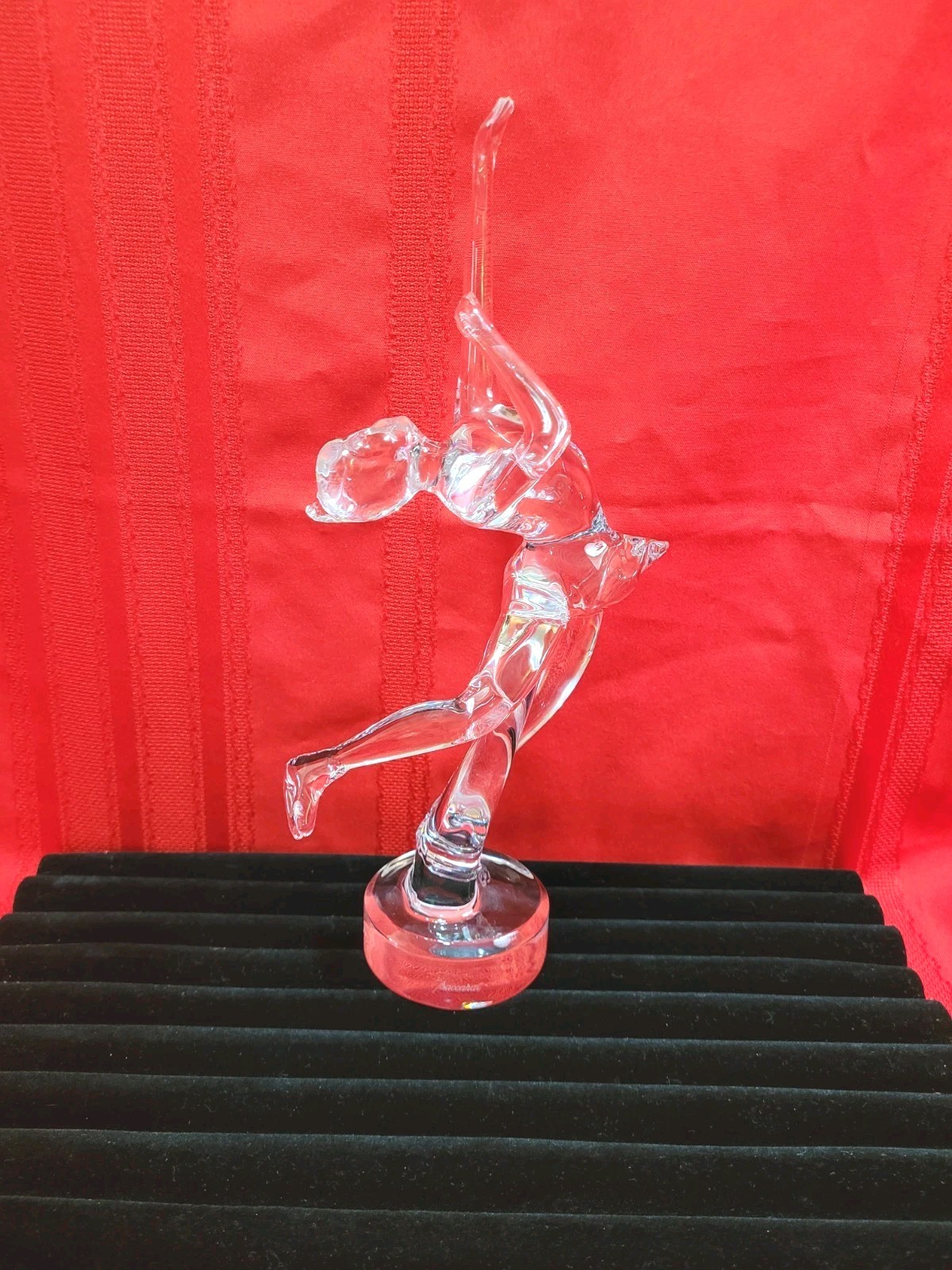 Baccarat France Crystal Ice Skater Lady Figurine Sculpture 11.75″ Signed