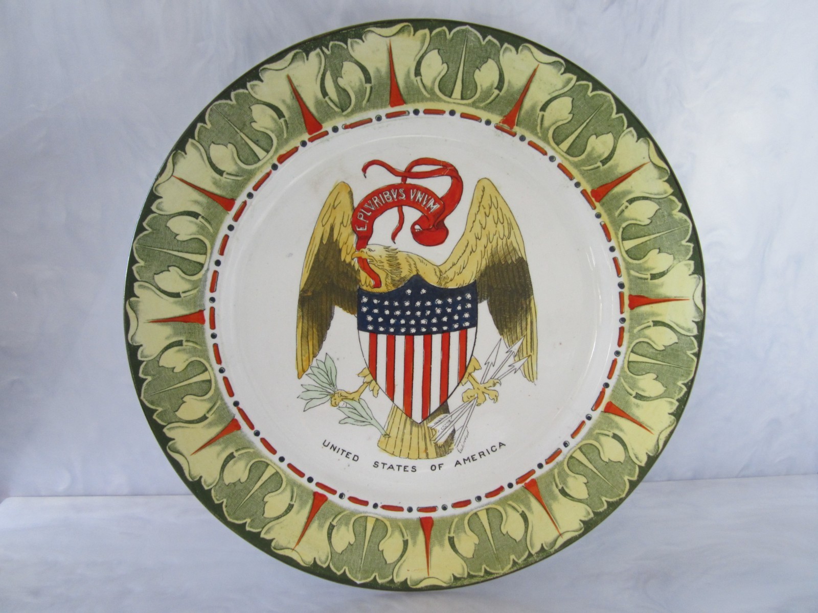 ANTIQUE1900 FRANK BEARDMORE FENTON UNITED STATES NATIONAL EMBLEM PATRIOTIC PLATE
