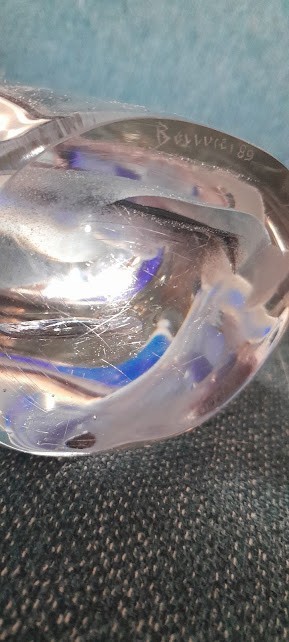 Vintage Large MCM Murano Barbini Signed 1989 Ocean Scene 4 Lb. Paperweight