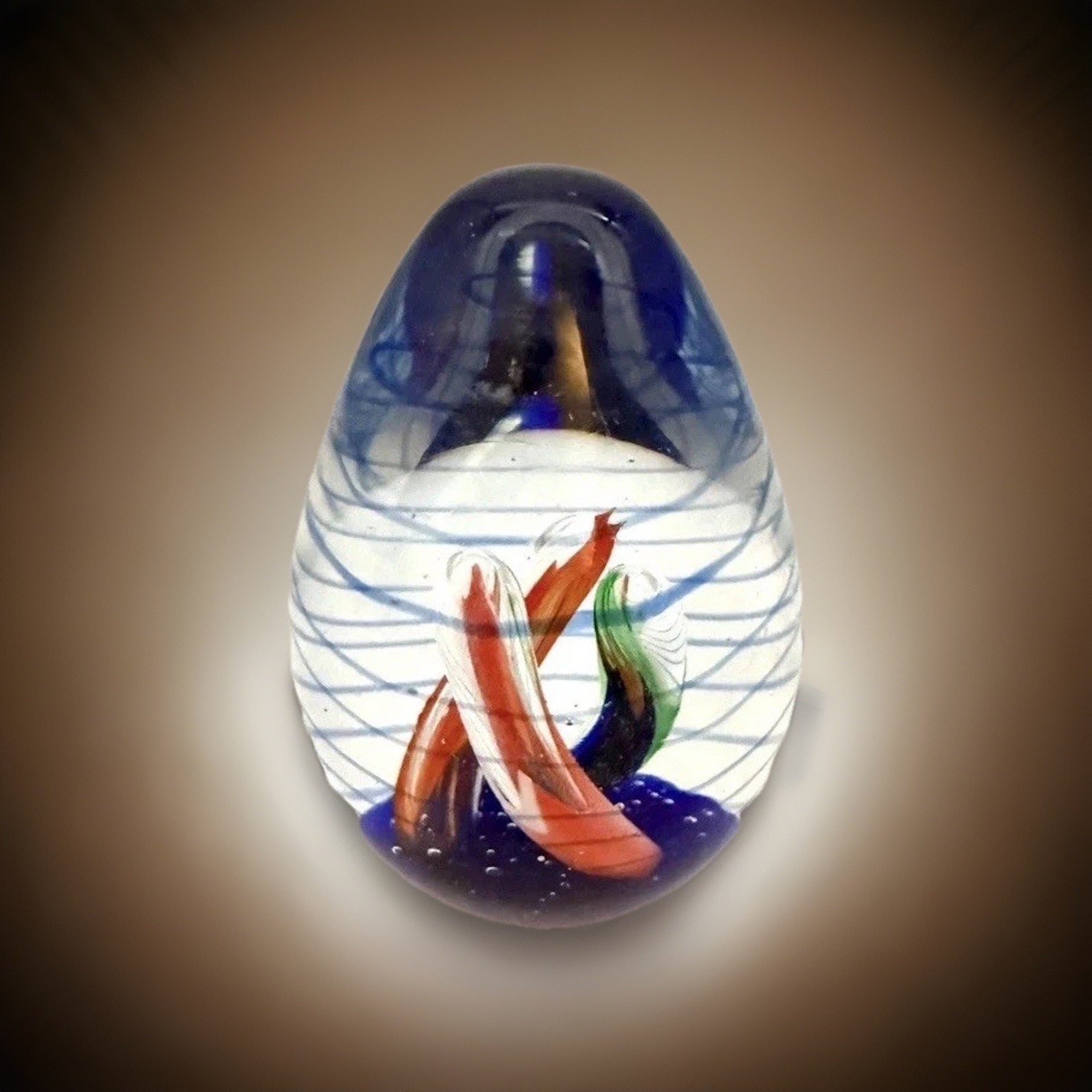 Art Glass multicolor egg shape paperweight Heirloom Dynasty