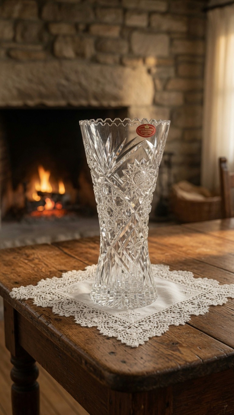 Elegant Schönborner Bleikristall Crystal Vase – 24% Lead, Made in Germany