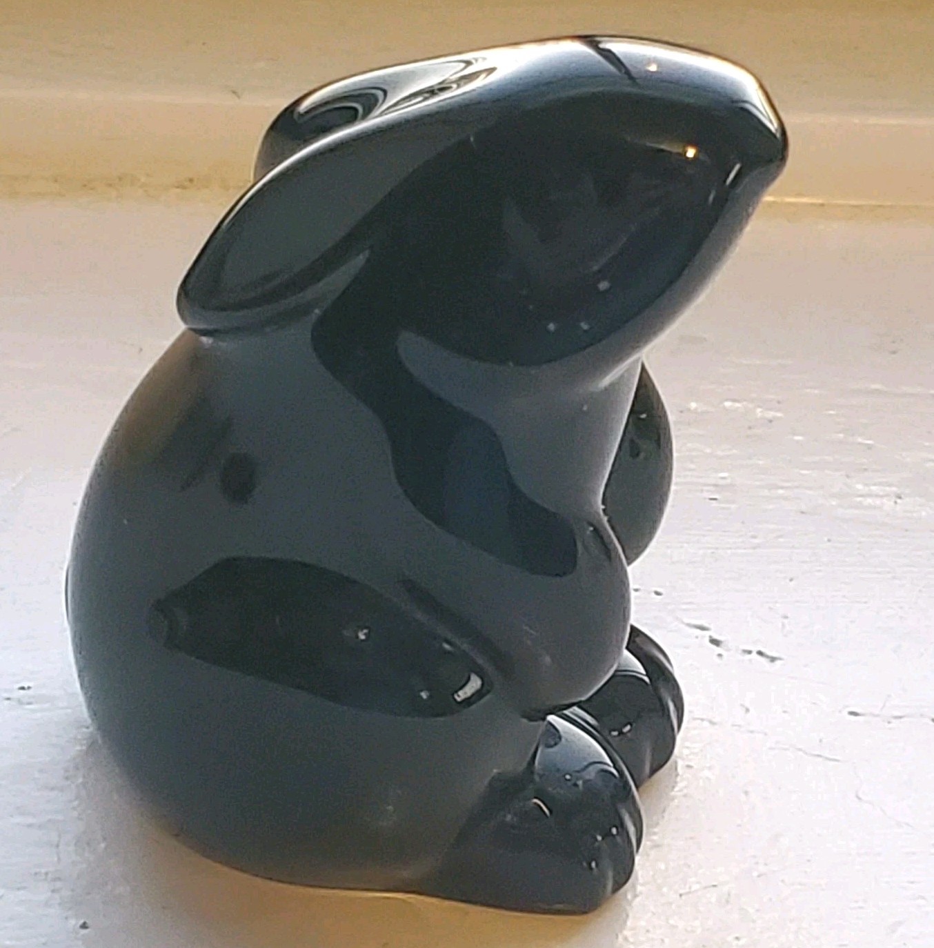 Vtg ​Baccarat Crystal Black Bunny Rabbit Figurine MCM Art Deco Signed Retired