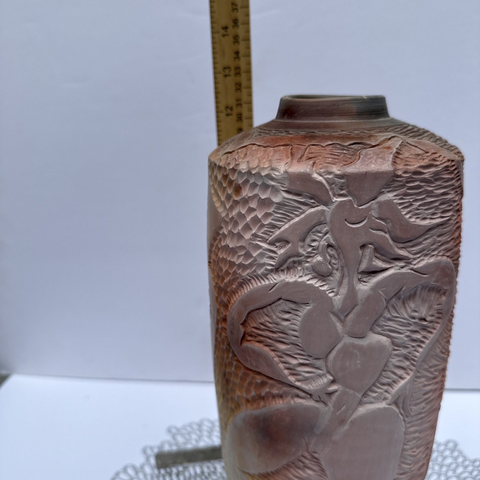 Brenda McMahon Pottery Signed Vase Then and Now EUC Signed Large Piece 12 in