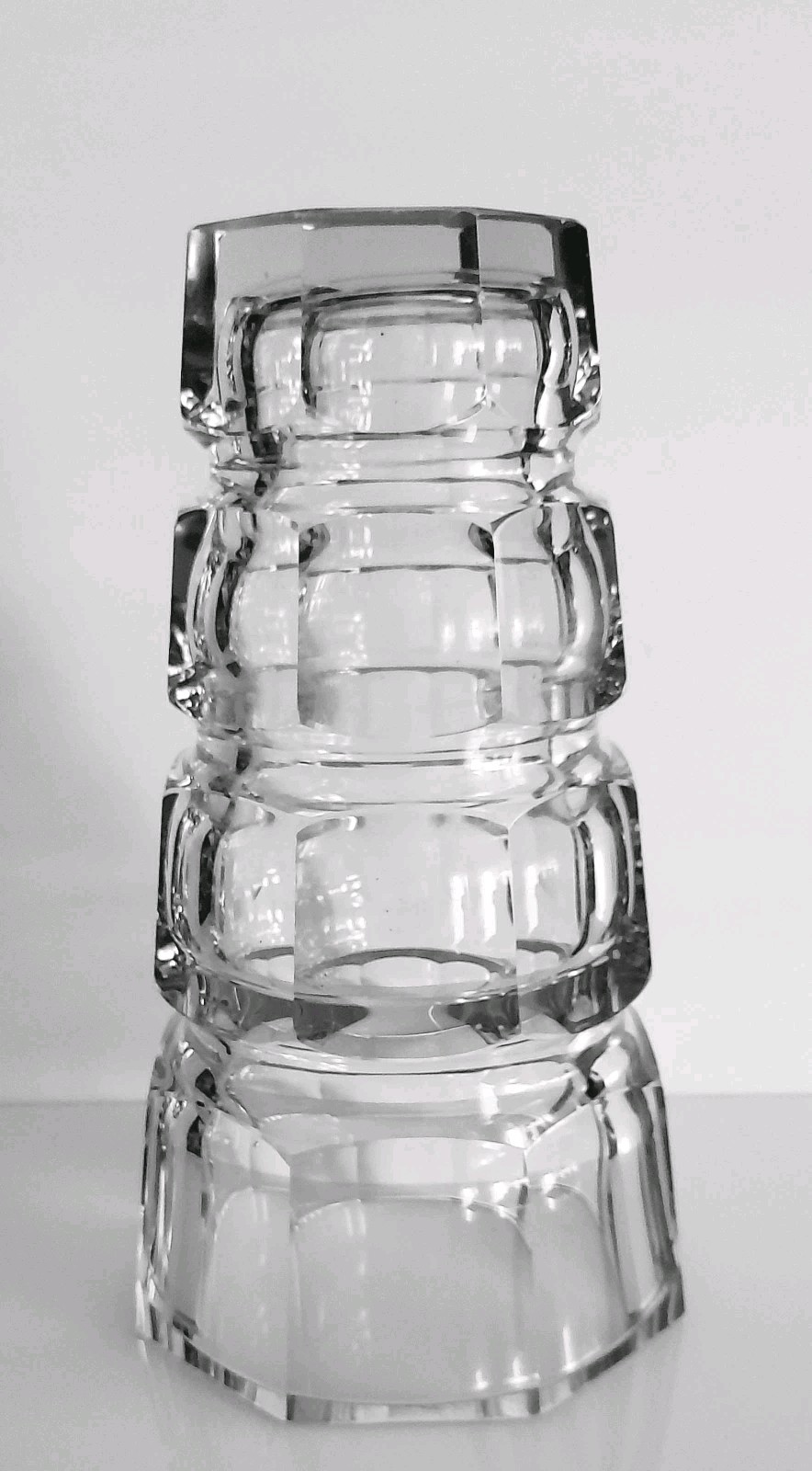 LARGE, Art Deco Cut Glass ,Multi Sided Czech Moser Vase. NOT MARKED