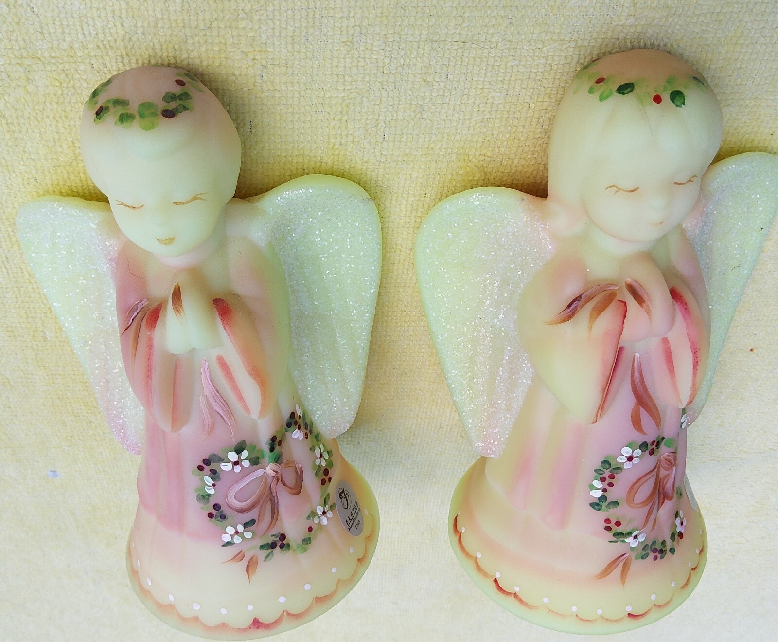 Fenton Burmese L.E. Angels, Lot Of 2, H.P. 1 BOY, 1 GIRL, 2009, Great Gifts! 👍