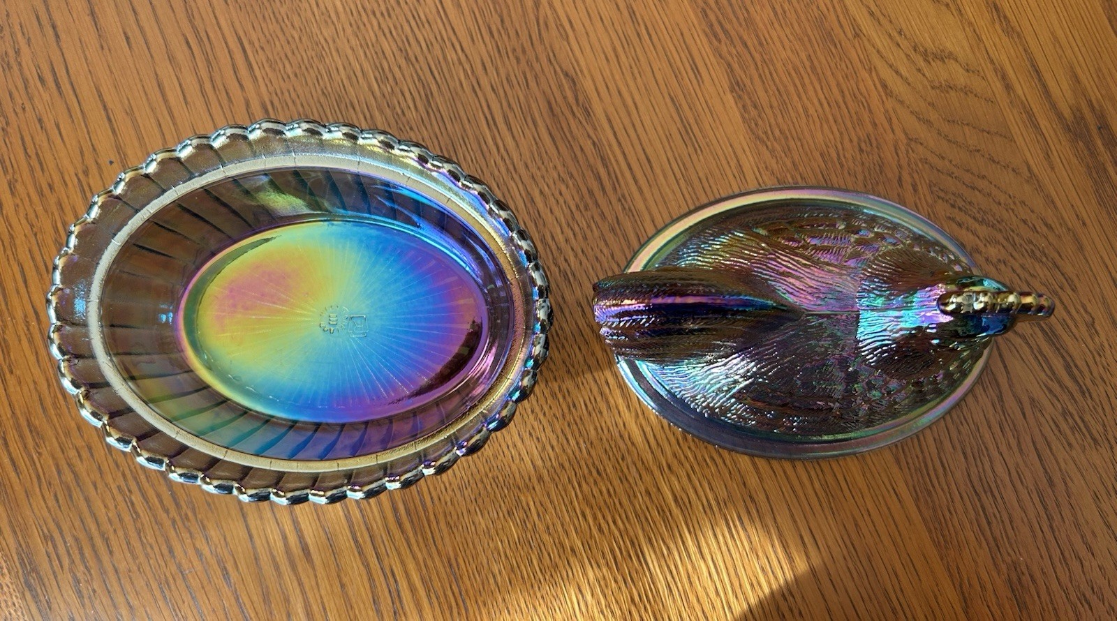 Westmoreland by Rosso Titanium Carnival Glass Hen on Nest