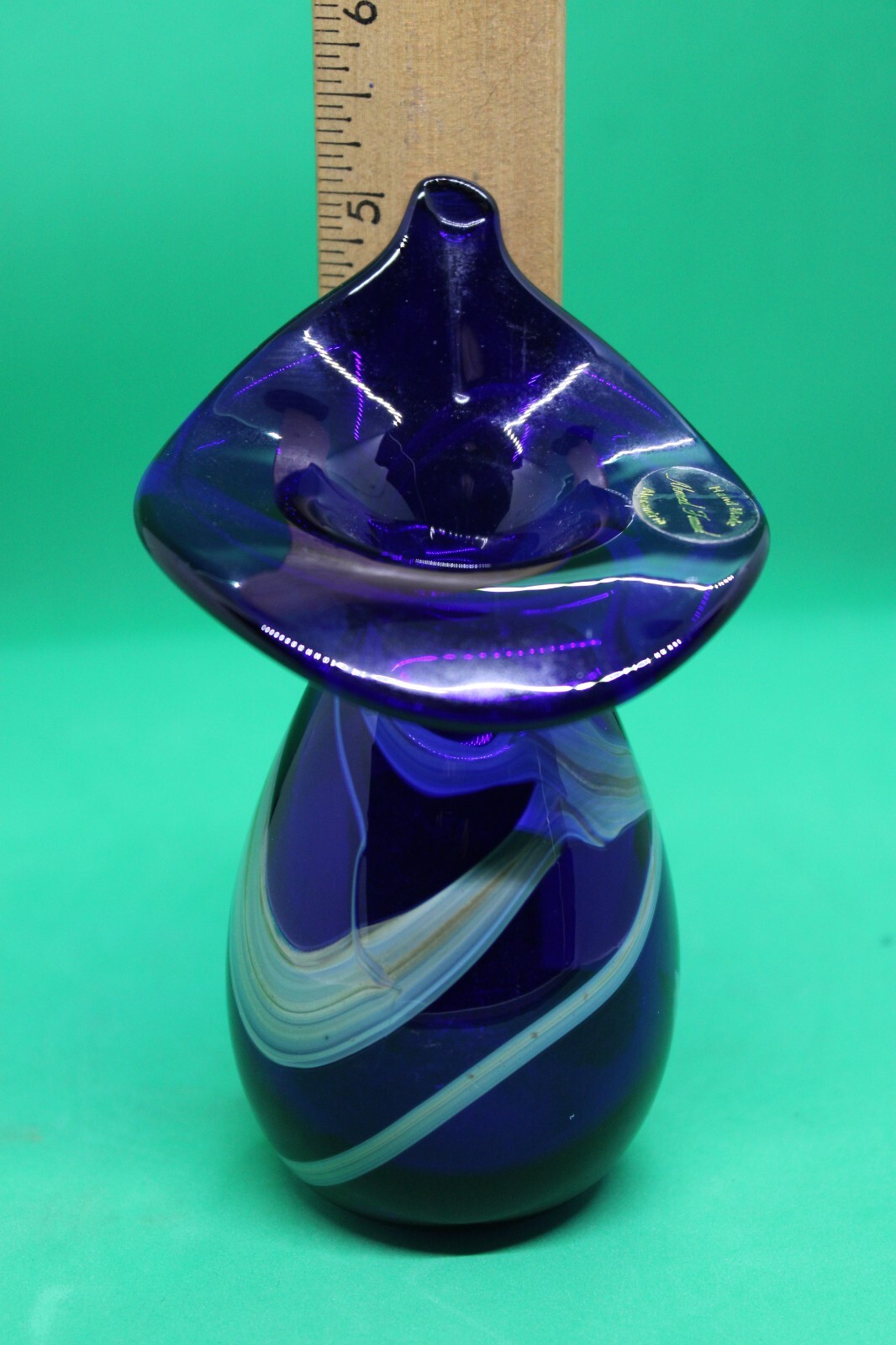 Hand Made 5″ Blue Swirled Pulpit Vase – Ahmed Fouad Alexandria Egypt