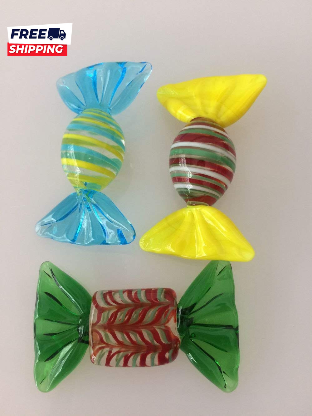 20Pcs Glass Candy Vintage Murano Glass Sweets Wedding Birthday Halloween Christm