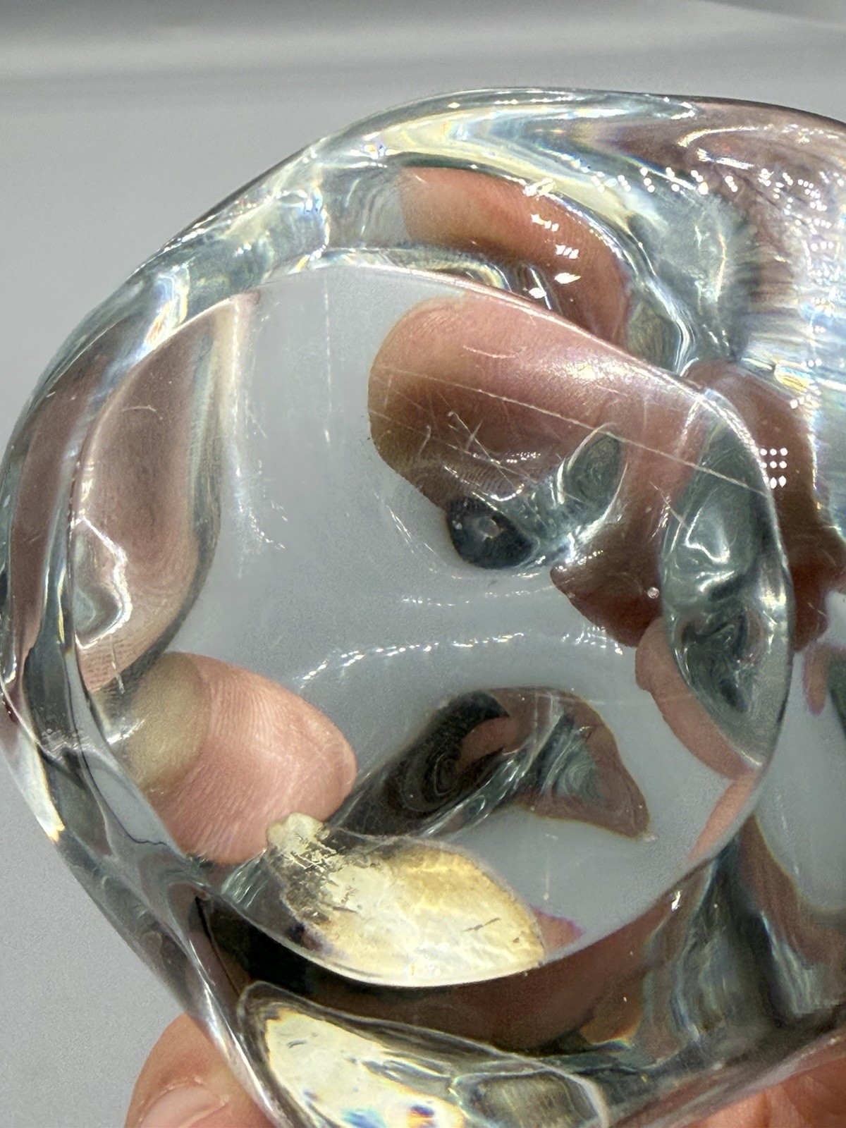 Blenko Glass Crystal 725b Paperweight With Sticker