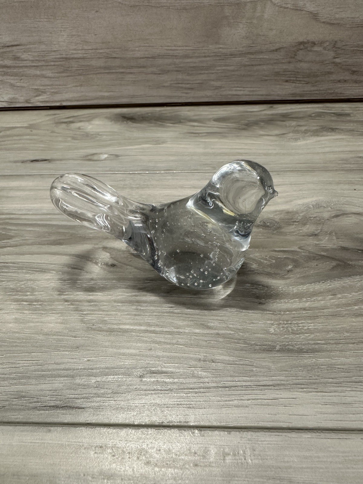 Lefton UOGC Bird Paperweight Controlled Bubble Clear Art Glass Vintage