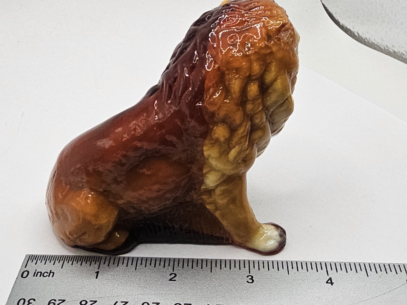 VINTAGE MOSSER GLASS LION SWIRL SLAG GLASS AMBER CARAMEL COLOR FIGURINE PAPERWEI