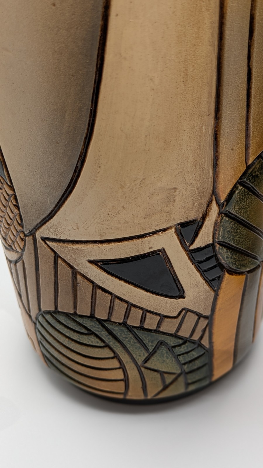 2 PICASSO STYLE CUBIST CERAMIC VASES MATCHED PAIR HAND PAINTED ABSTRACT FACE 16″