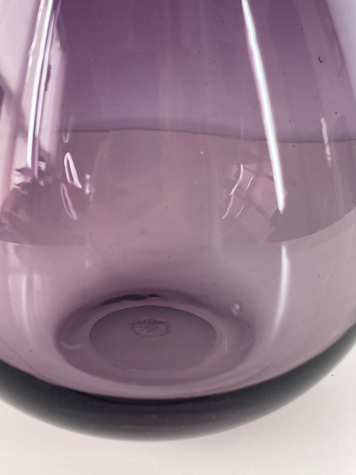 Torre & Tagus Collection Vase Long Neck Purple Hand Blown Glass Bottle 15.5″