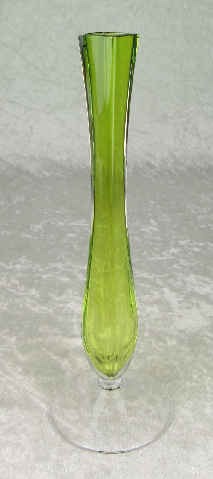 Val St Lambert Green Cased Glass Bud Vase 9-1/4 inch Tall Mid Century Modern VSL