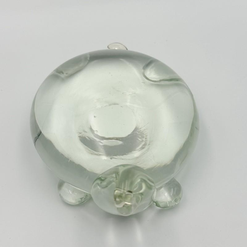 Vintage Clear Green Tint Art Glass Turtle Figurine Paperweight Decorative MCM