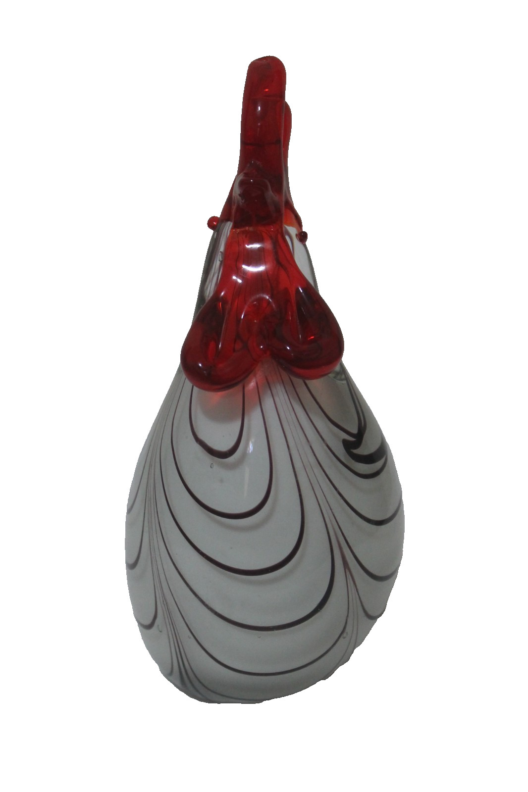 Art Glass Rooster Murano Style Hand Blown Figurine Heavy Red White Black