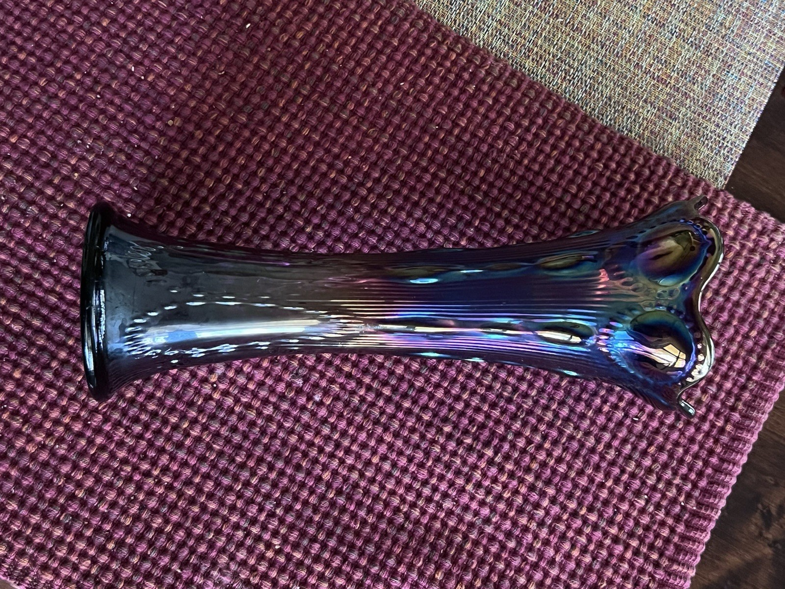 Imperial Beaded Bullseye Amethyst Swing Carnival Glass Base—11.25”