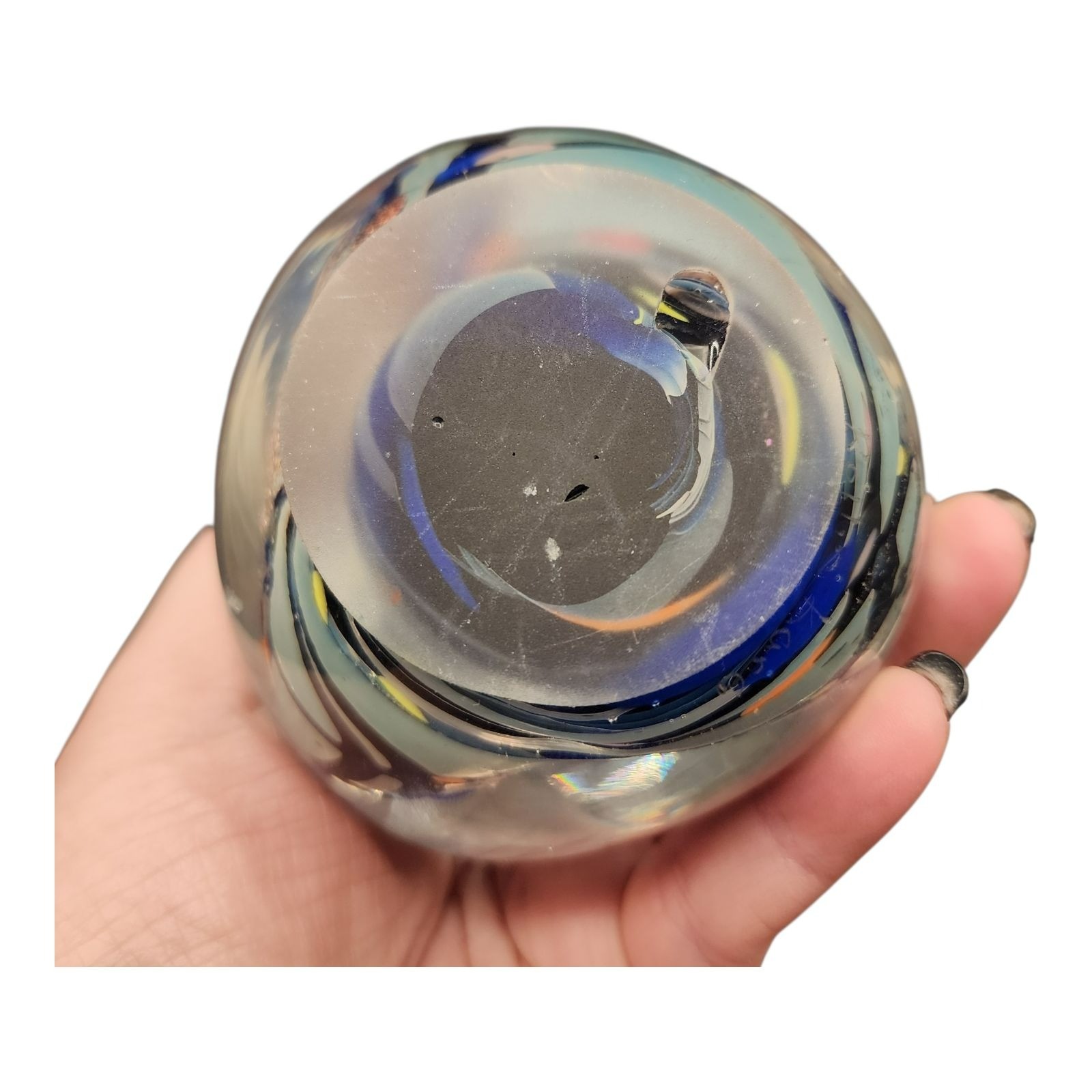 Rolling Karg Dichroic Freeform Paperweight 1#8oz Handblown Glass Signed READ