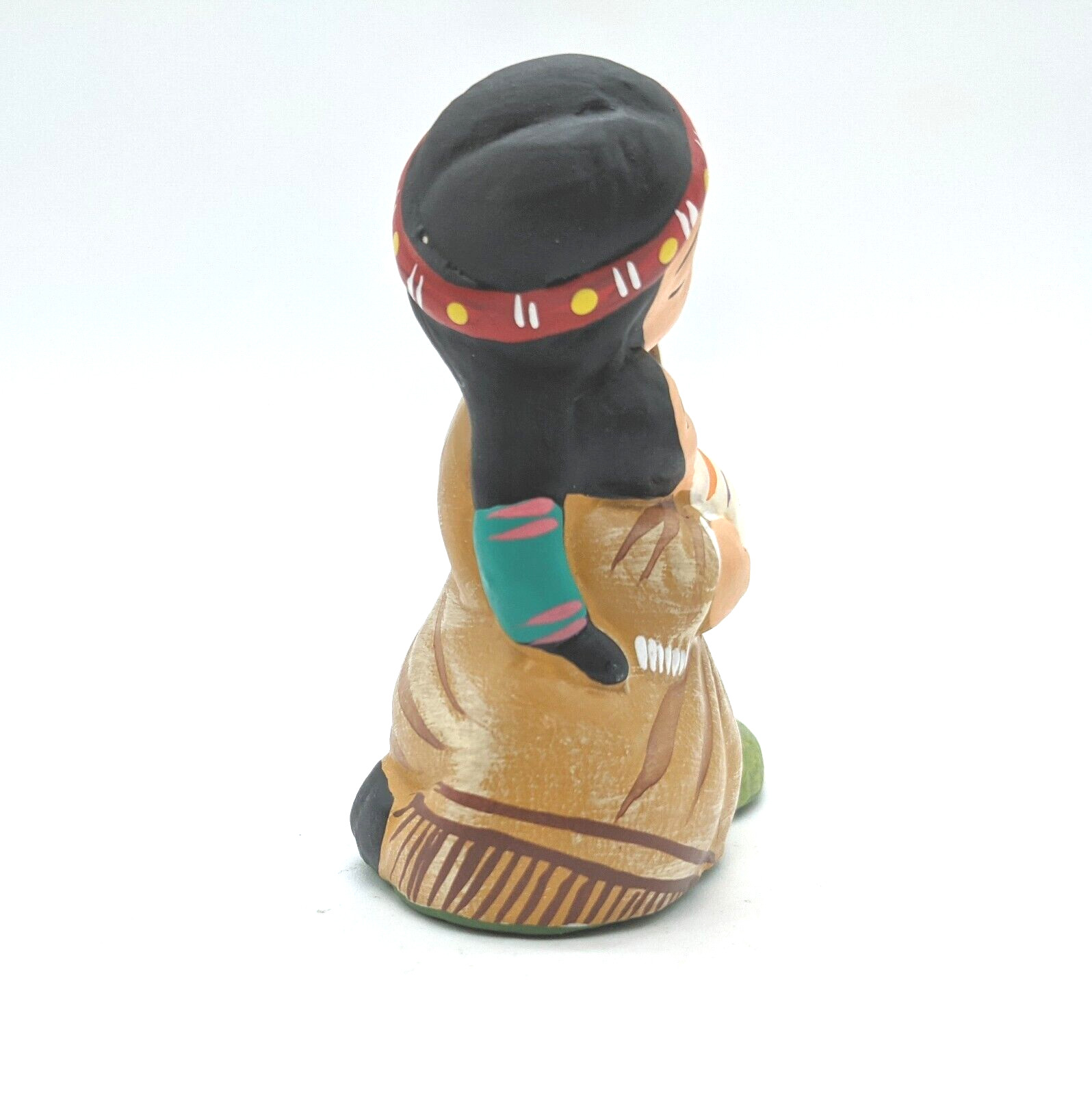 Peru Clay Folk Art Pottery Figurine Nativity with Lamb Donkey 3.75″ tall
