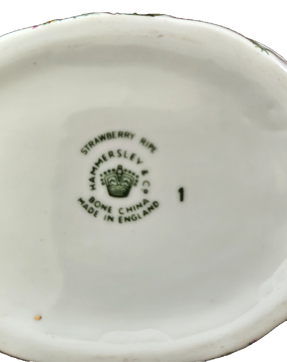 Hammersley England Bone China Strawberry Ripe Tea Basket , Sugar ,Creamer VTG