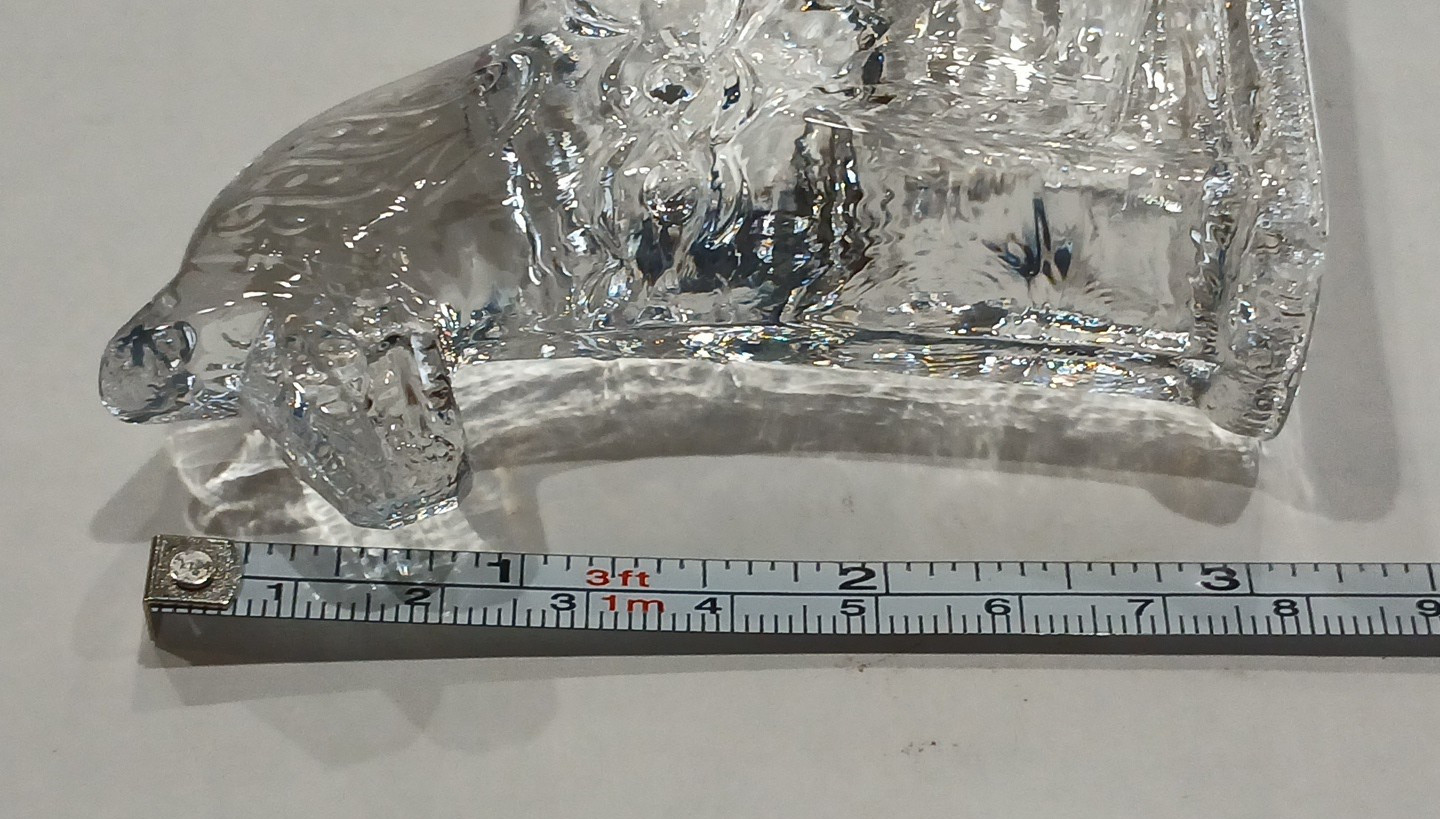 Lindshammar Swedish Clear Crystal Dala Horse Paperweight Art Glass Figurine RARE