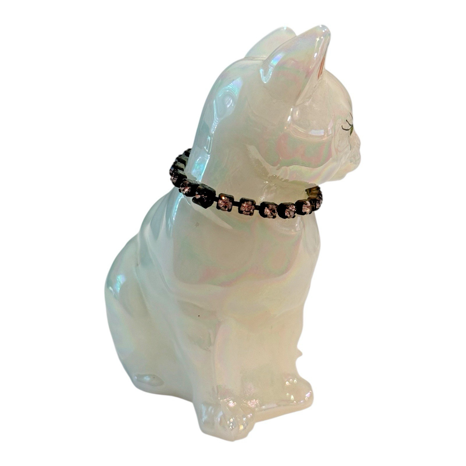 Fenton Vtg Iridescent Glass Calendar Birthstone Cat Topaz November T Deuley