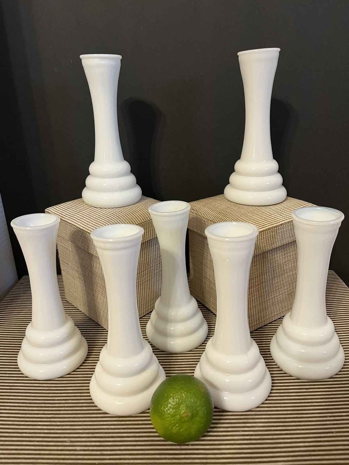 Vintage 1960’s Randall White Milk Glass Beehive Bud Vase Price Is Each