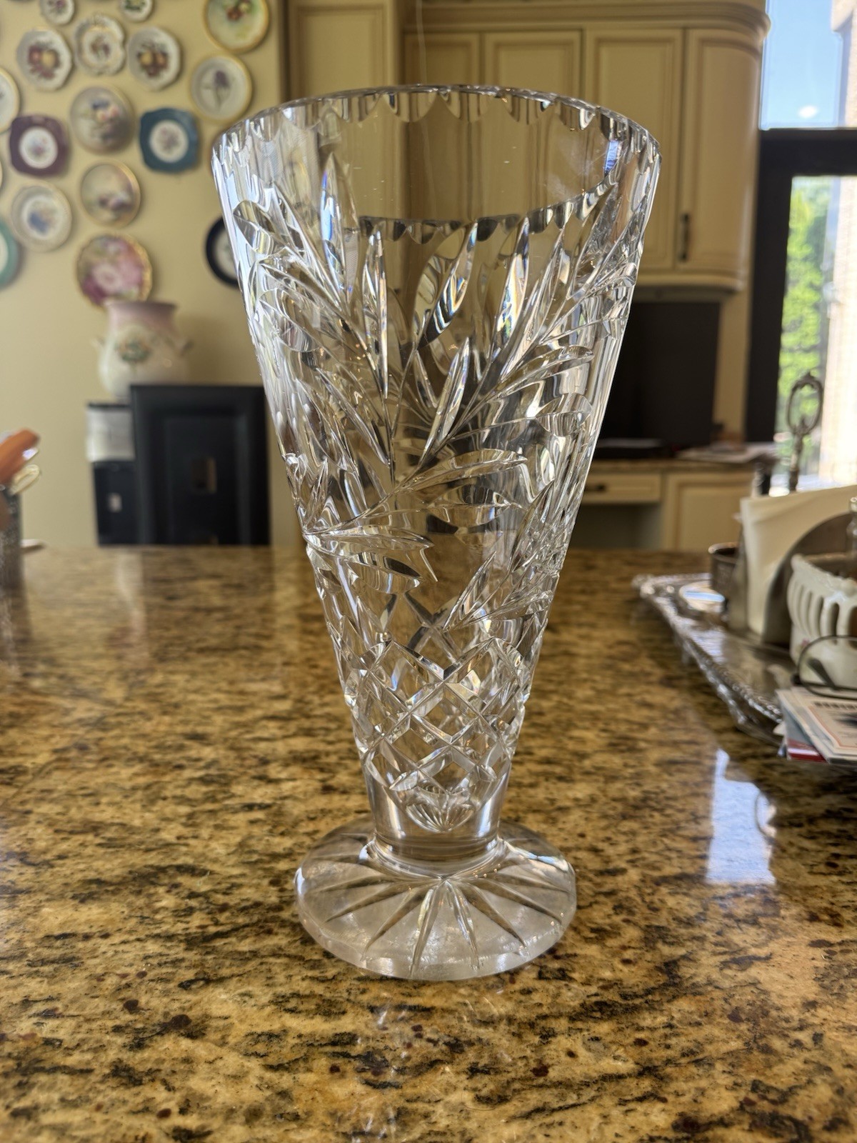 Waterford LISMORE 12” Large Cut Crystal Footed Flared Flower Vase
