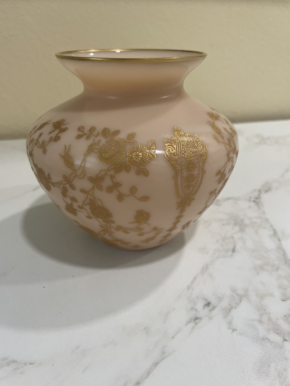 Cambridge Crown Tuscan Rose Point Gold Etched 4 1/2″ Vase