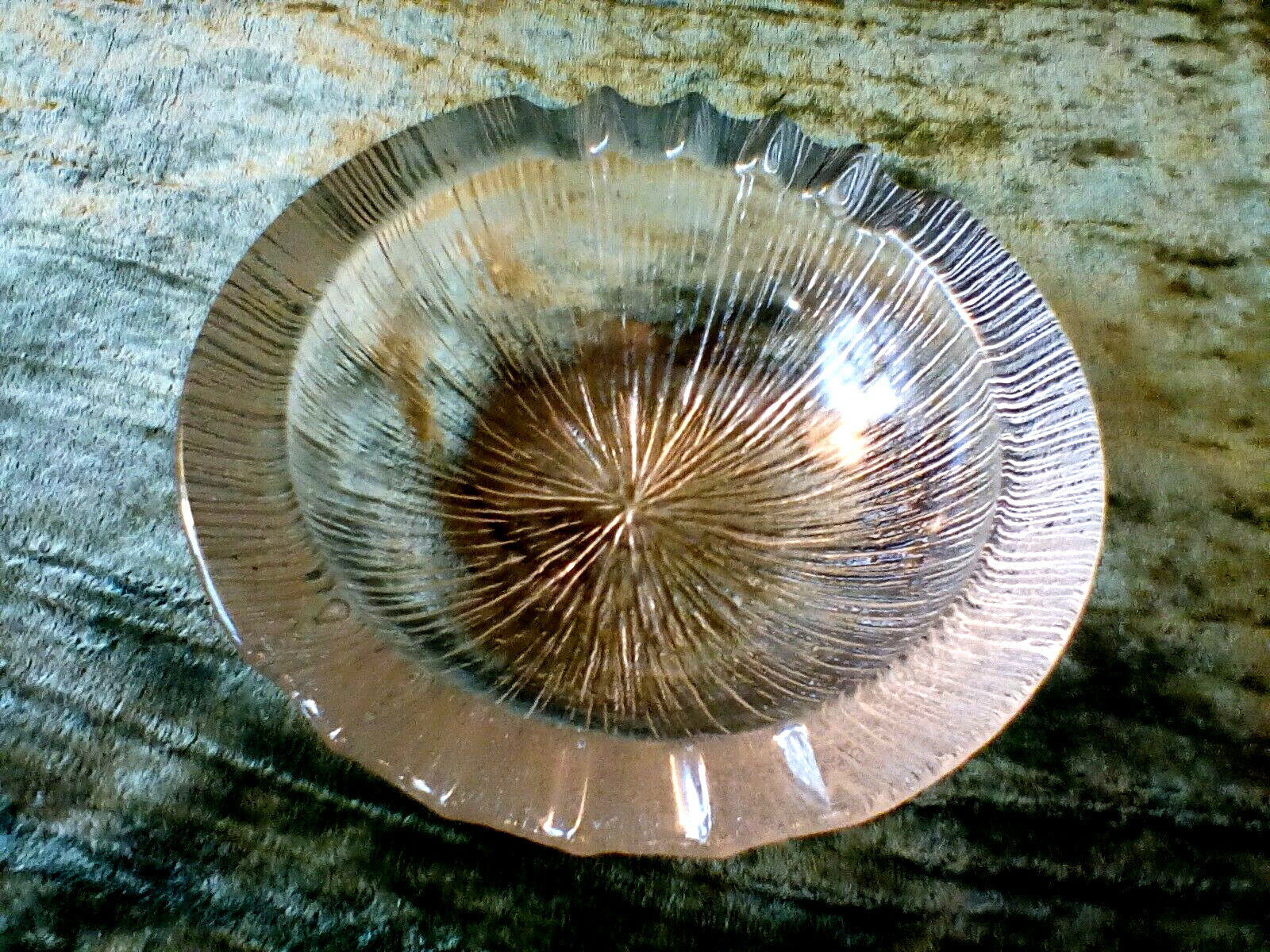 Vintage Cigar Ashtray Clear Textured Glass 6.75″ Art Glass MCM