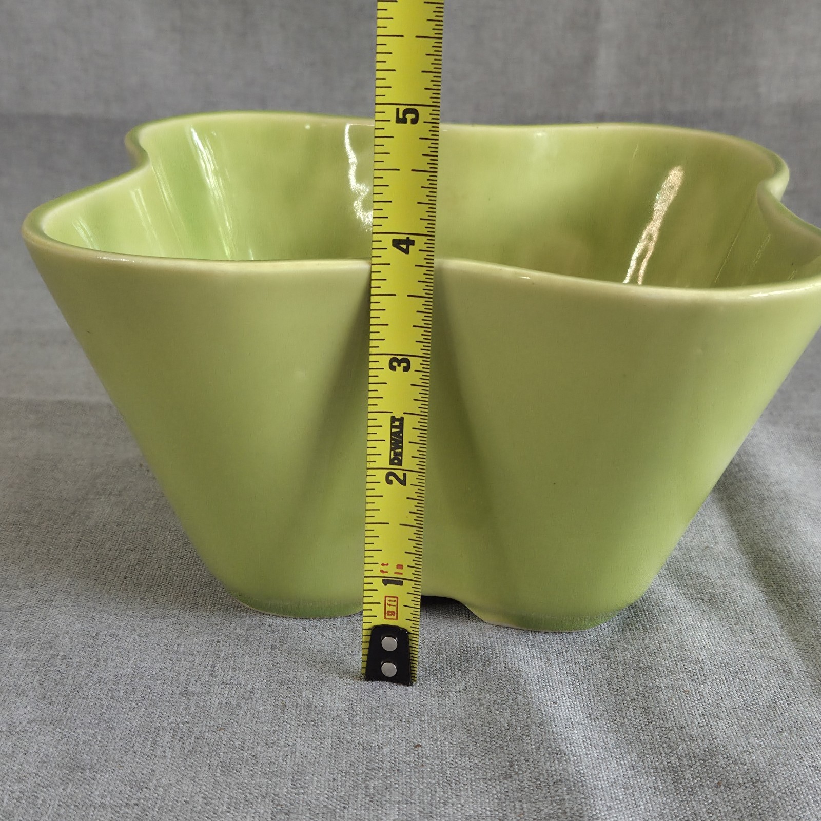 Vintage USA Pottery Chartreuse Green Footed Planter Bowl J3005 F Mid Century