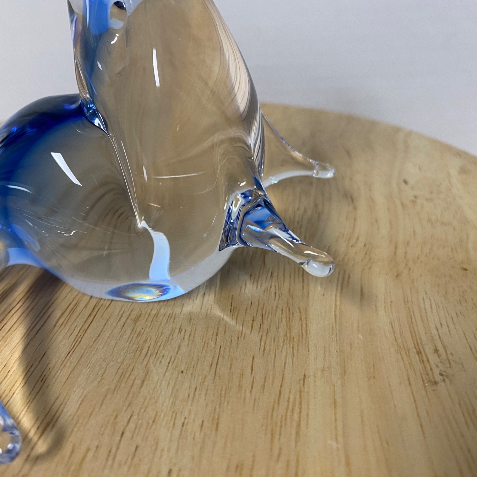 V. NASON & C. MURANO Italy Blue & Clear Hand Blown Glass Seal 5″ Gorgeous!