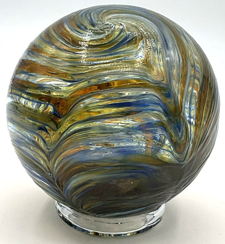 2020 Oregon Coast Taft Studio Art Glass Float Orb Ball Sphere Swirl 3 3/4-inch