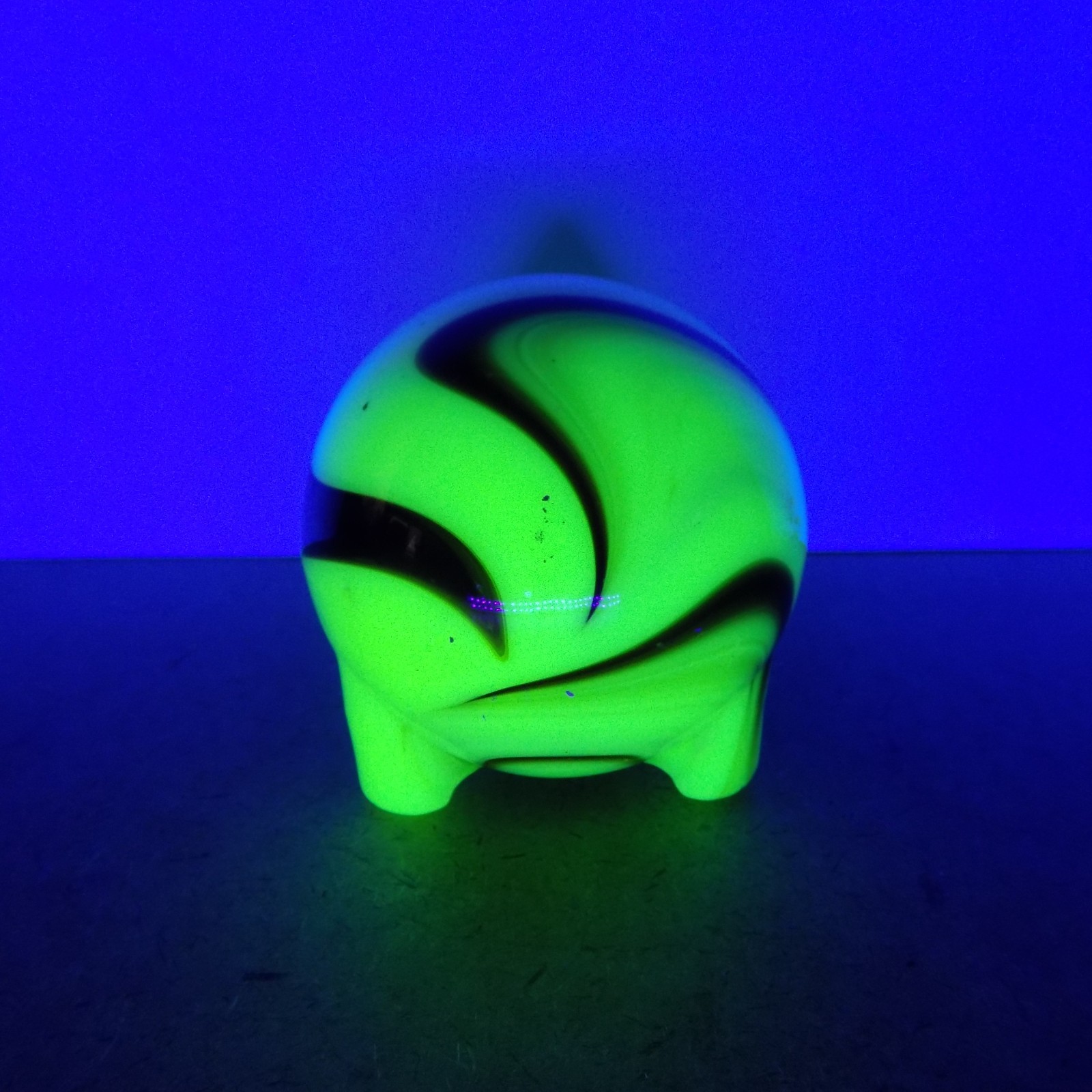 Vintage Art Deco Akro Agate Slag Glass Orb Lighter Case UV Glows Art Deco