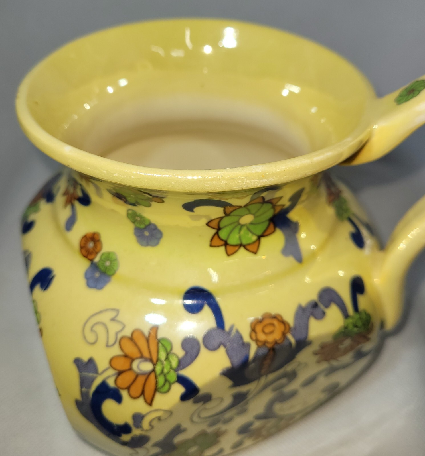 Art Deco Four Sided Floral Yellow/Lusterware Pitcher/Jug/ Made In Czechoslova